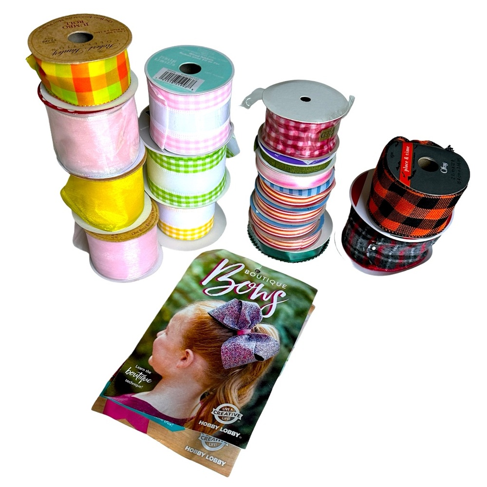 Crafting Ribbon 14 spools of various kinds of ribbon.